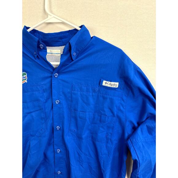 Columbia PFG Shirt Mens Small Blue Florida Gators Football Long Sleeve Button Up - Picture 4 of 10